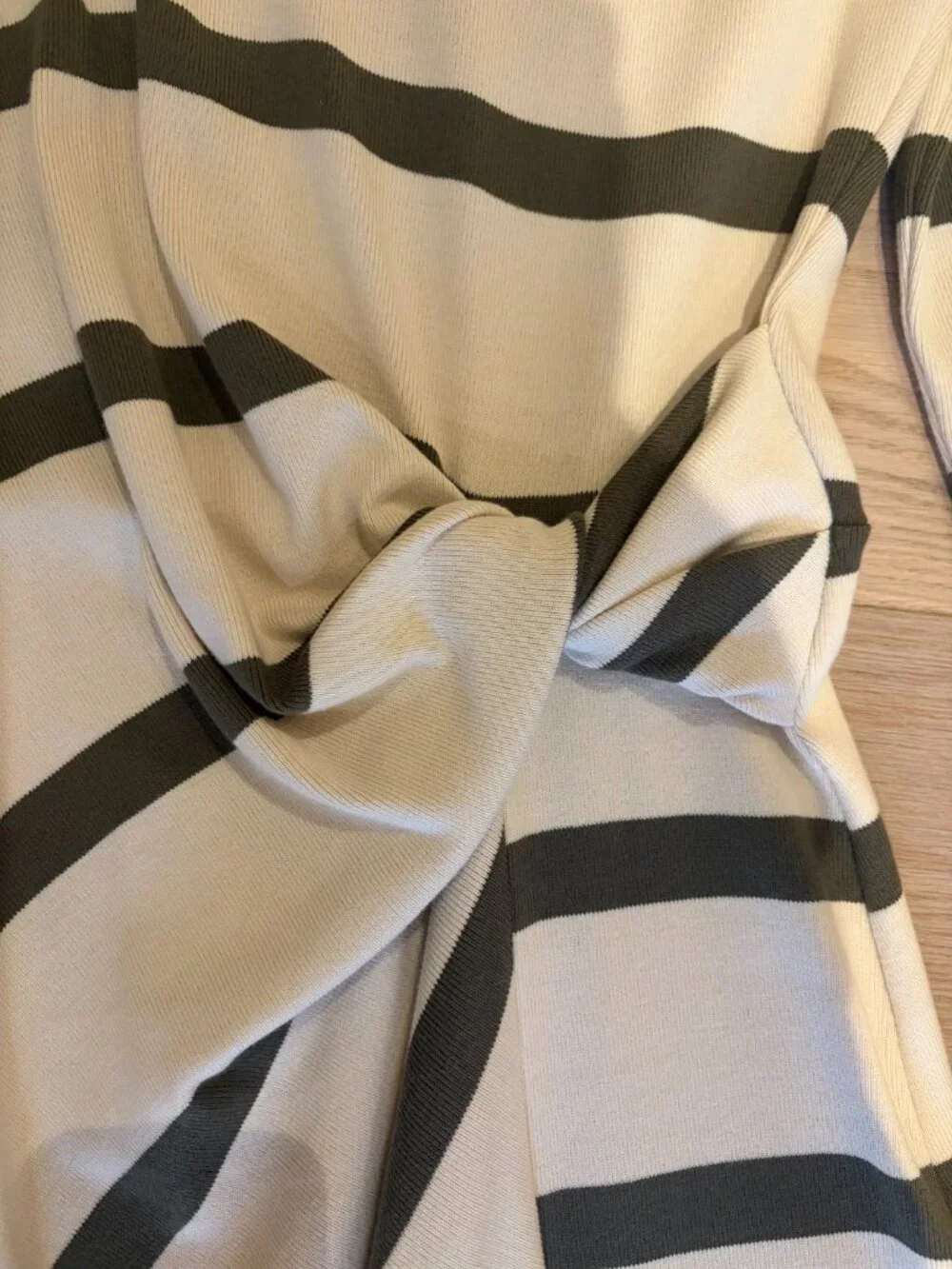 Tanya Taylor Cody Midi Dress in Cream/Fern Wide Stripe - Size XS